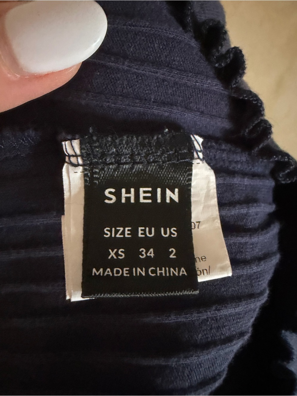 SHEIN Navy Ribbed Off-the-Shoulder Mini Dress - Size XS - Picture 4 of 4